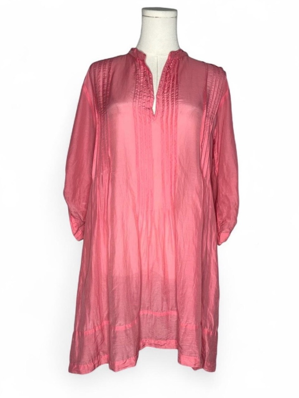 CP Shades Regina Cotton Silk Relaxed Fit Tunic Dress in Pink Coastal Beachy